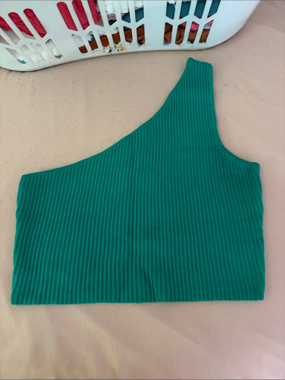 Better Be Emerald Green One-Shoulder Ribbed Crop Top